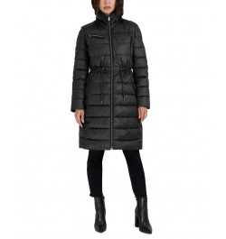 Women's Faux-Fur-Trim Hooded Puffer Coat Black $76.80 Coats