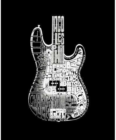 Women's Word Art Bass Guitar T-shirt Black $20.99 Tops