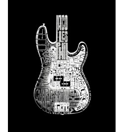 Women's Word Art Bass Guitar T-shirt Black $20.99 Tops