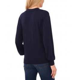 Women's Polo V-Neck Sweater Dark Forest $17.15 Sweaters