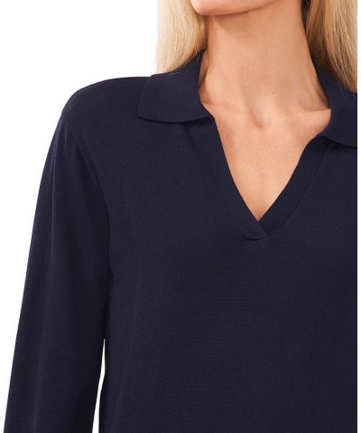 Women's Polo V-Neck Sweater Dark Forest $17.15 Sweaters