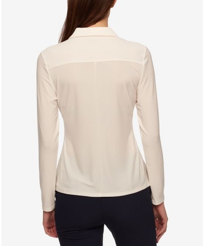 Women’s Point-Collar Blouse Red $40.32 Tops