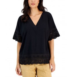 Women's Lace-Trimmed Tunic Deep Black $11.14 Tops