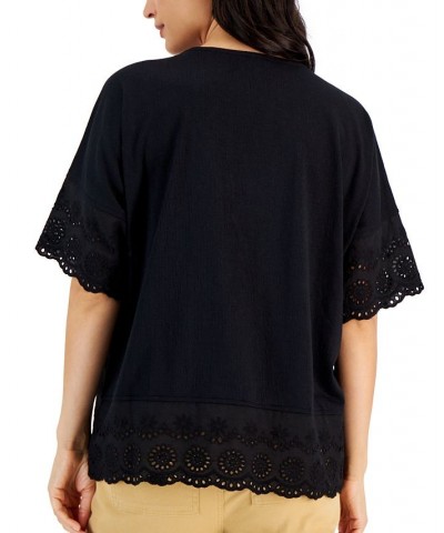 Women's Lace-Trimmed Tunic Deep Black $11.14 Tops