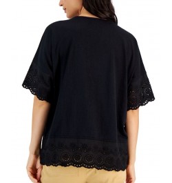 Women's Lace-Trimmed Tunic Deep Black $11.14 Tops