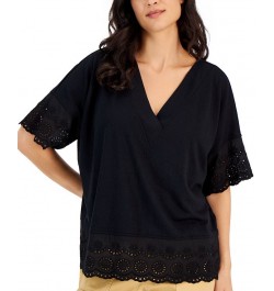 Women's Lace-Trimmed Tunic Deep Black $11.14 Tops