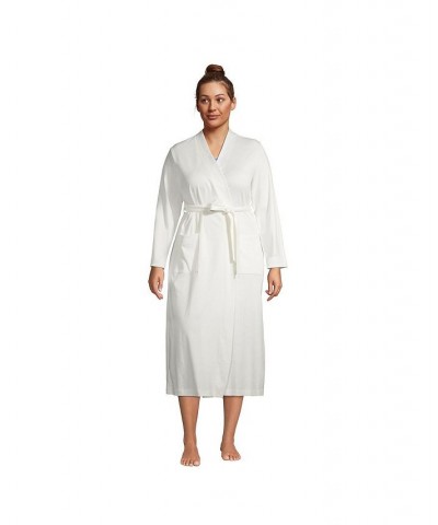 Women's Plus Size Supima Cotton Long Robe Ivory/Cream $45.98 Sleepwear