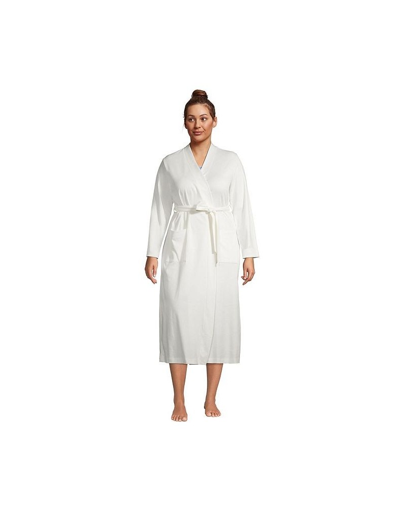 Women's Plus Size Supima Cotton Long Robe Ivory/Cream $45.98 Sleepwear