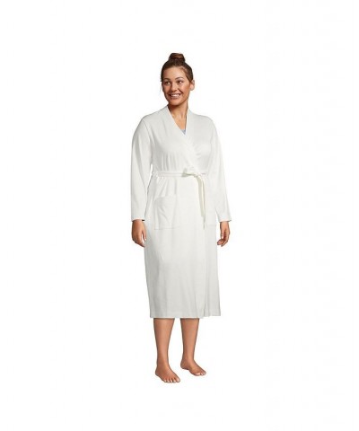 Women's Plus Size Supima Cotton Long Robe Ivory/Cream $45.98 Sleepwear