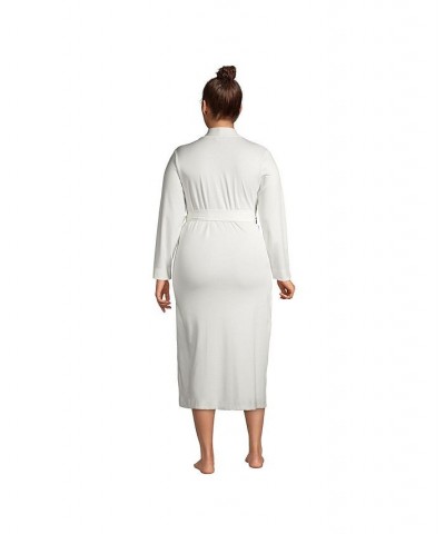 Women's Plus Size Supima Cotton Long Robe Ivory/Cream $45.98 Sleepwear