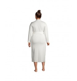 Women's Plus Size Supima Cotton Long Robe Ivory/Cream $45.98 Sleepwear