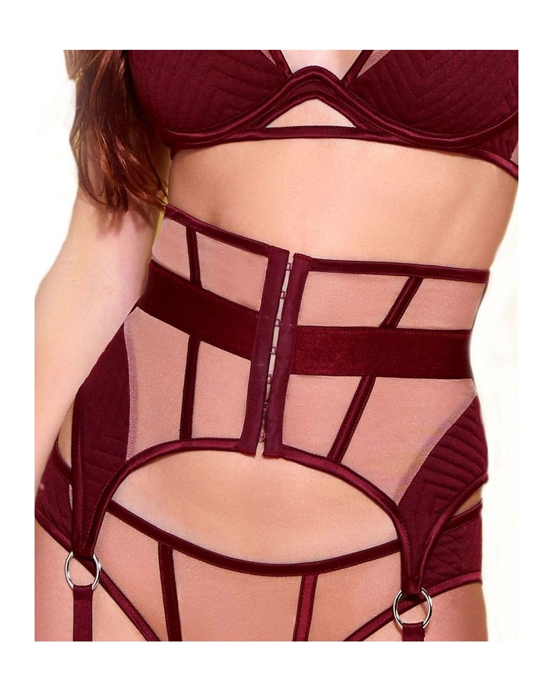 Women's Chya Quilted and Mesh Waist Cincher with Big O Ring and Center Front Hook and Eye Details Red $30.42 Lingerie