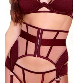 Women's Chya Quilted and Mesh Waist Cincher with Big O Ring and Center Front Hook and Eye Details Red $30.42 Lingerie