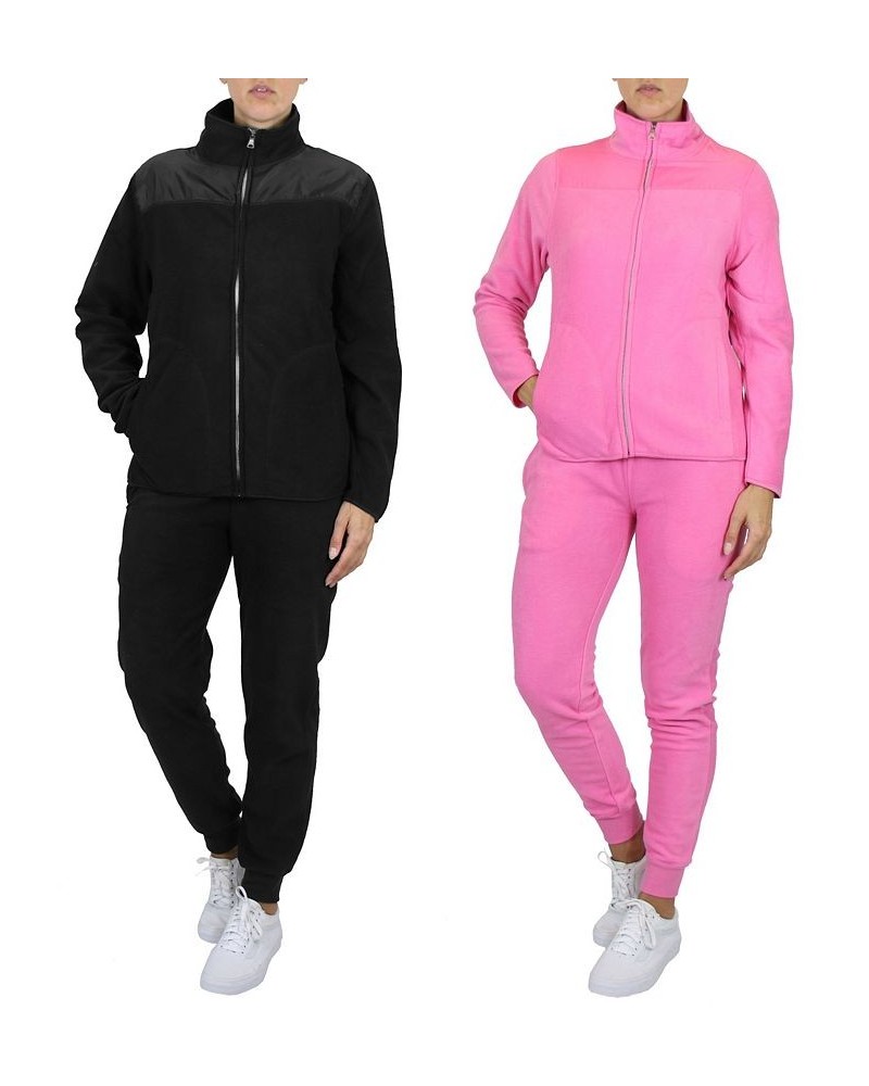 Women's Polar Fleece Full Matching Sets Pack of 2 Black Pink $50.88 Outfits