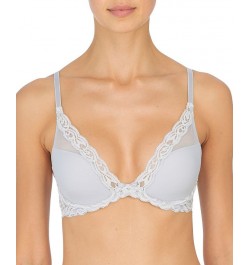 Feathers Contour Plunge Lace-Trim Bra 730023 Silver $30.48 Bras