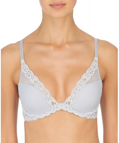 Feathers Contour Plunge Lace-Trim Bra 730023 Silver $30.48 Bras