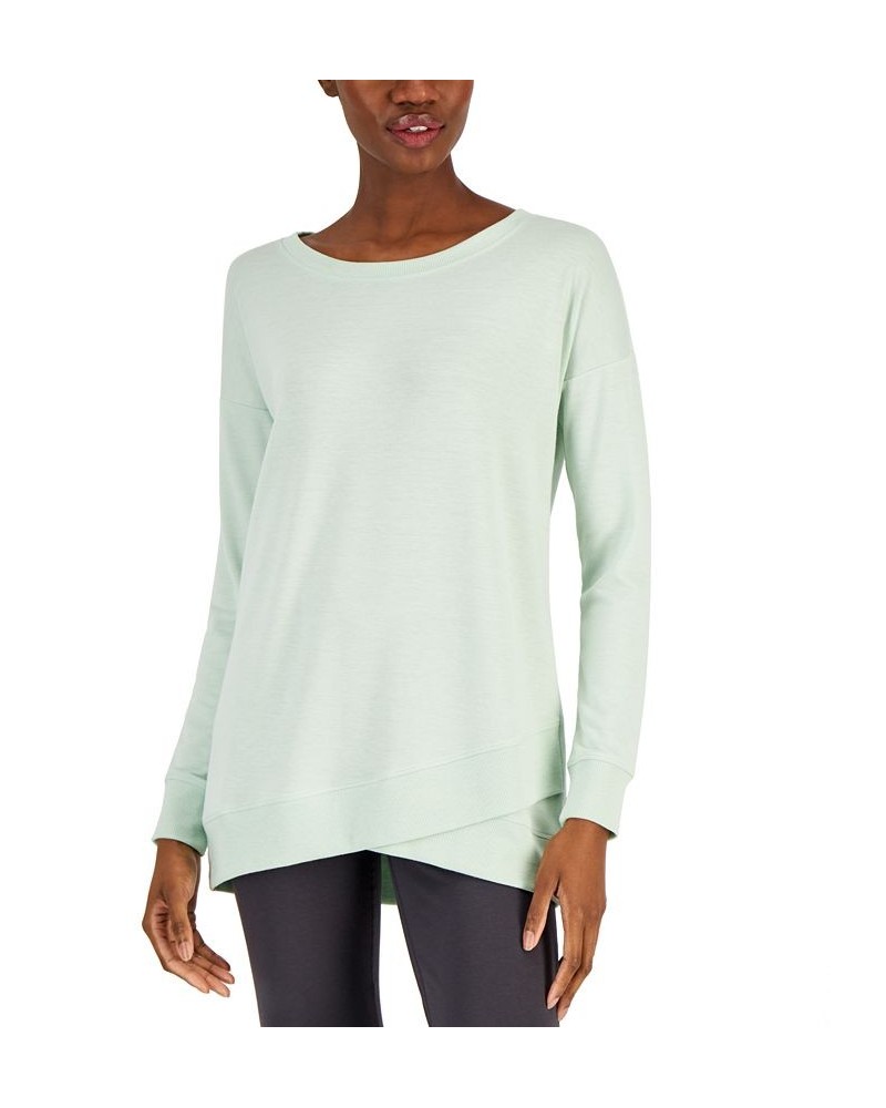 Women's French Terry Tulip-Hem Sweatshirt Green $17.55 Sweatshirts