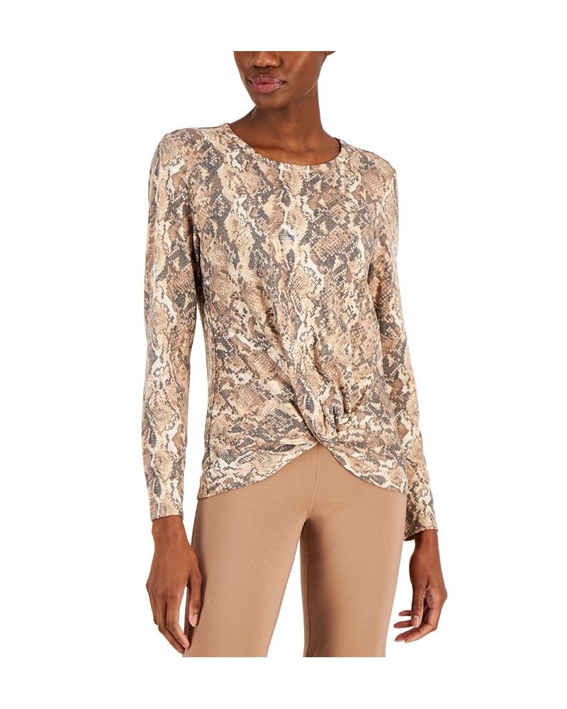 Women's Long-Sleeve Twist-Front Top Chocolate Malt $13.98 Tops