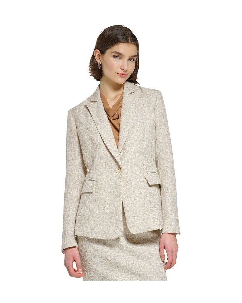 Women's Peak-Lapel Single-Button Blazer Biscotti Multi $54.08 Jackets