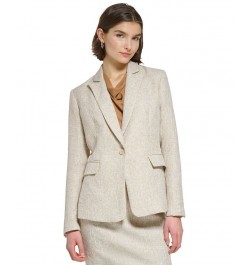 Women's Peak-Lapel Single-Button Blazer Biscotti Multi $54.08 Jackets