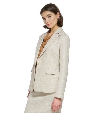 Women's Peak-Lapel Single-Button Blazer Biscotti Multi $54.08 Jackets