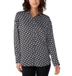 Women's Monogram-Print Blouse Black $51.74 Tops