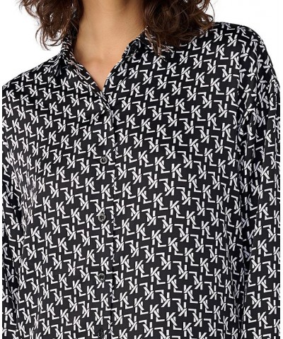 Women's Monogram-Print Blouse Black $51.74 Tops