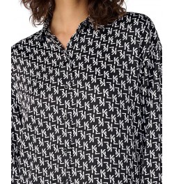 Women's Monogram-Print Blouse Black $51.74 Tops