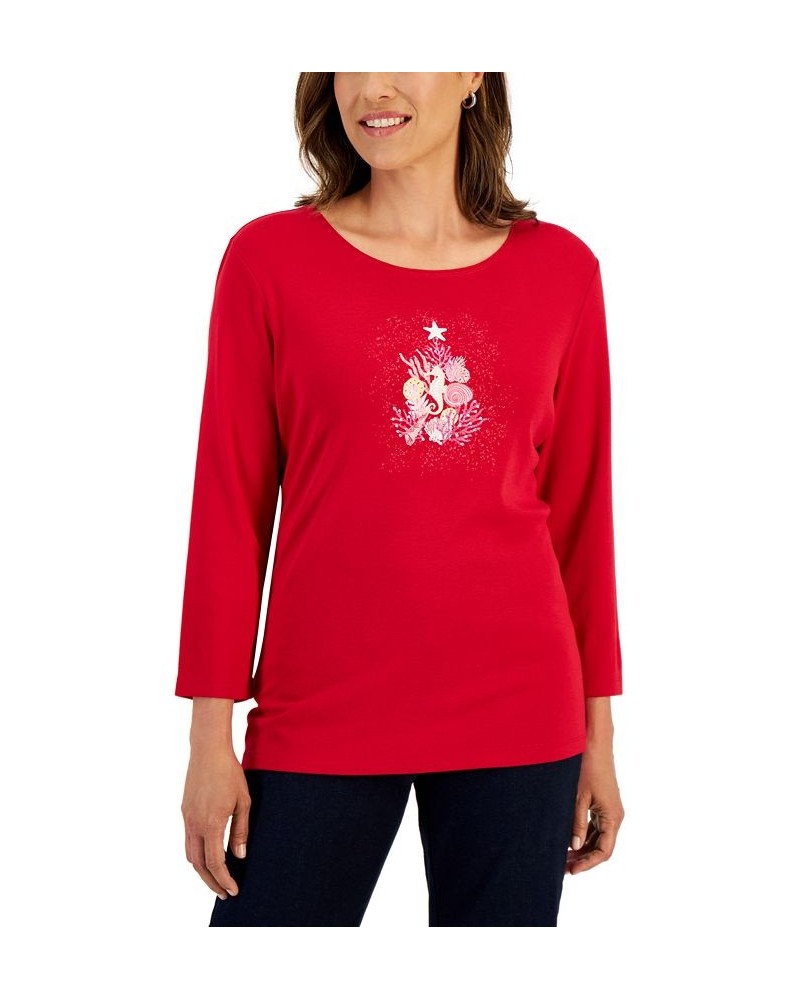 Women's Holiday Beach Top New Red Amore $11.88 Tops