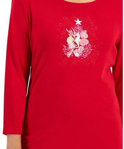 Women's Holiday Beach Top New Red Amore $11.88 Tops