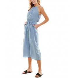 Juniors' Solid Cropped Keyhole-Back Jumpsuit Chambray $26.95 Pants