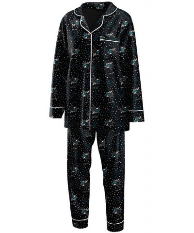 Women's Black San Jose Sharks Long Sleeve Button-Up Shirt and Pants Sleep Set Black $31.50 Pajama
