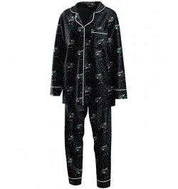 Women's Black San Jose Sharks Long Sleeve Button-Up Shirt and Pants Sleep Set Black $31.50 Pajama