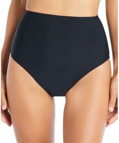 Women's Solid High-Waisted Bikini Bottoms Black $35.04 Swimsuits