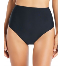 Women's Solid High-Waisted Bikini Bottoms Black $35.04 Swimsuits