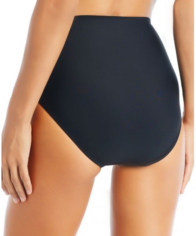 Women's Solid High-Waisted Bikini Bottoms Black $35.04 Swimsuits