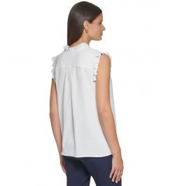 Women's Tie-Neck Pleated Top Ivory $27.60 Tops