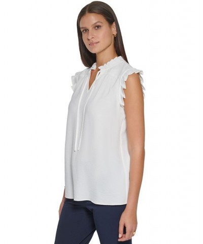 Women's Tie-Neck Pleated Top Ivory $27.60 Tops