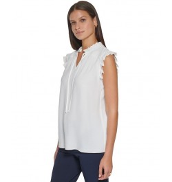 Women's Tie-Neck Pleated Top Ivory $27.60 Tops