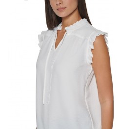 Women's Tie-Neck Pleated Top Ivory $27.60 Tops