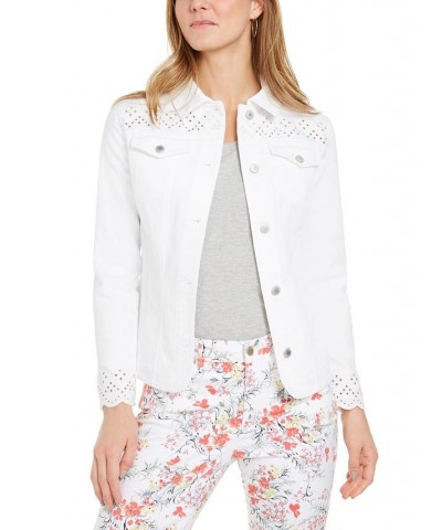 Petite White Eyelet Jean Jacket Bright White $27.86 Jackets