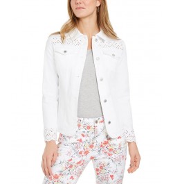 Petite White Eyelet Jean Jacket Bright White $27.86 Jackets