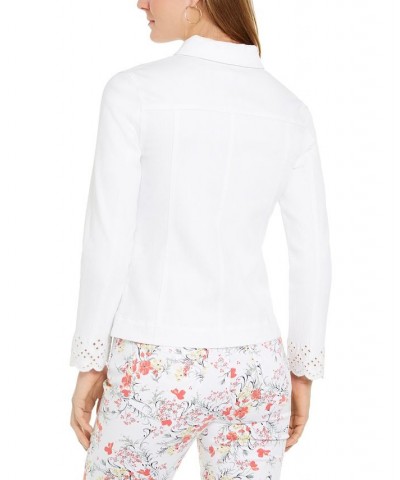 Petite White Eyelet Jean Jacket Bright White $27.86 Jackets