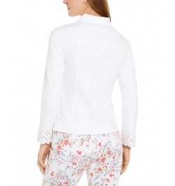 Petite White Eyelet Jean Jacket Bright White $27.86 Jackets