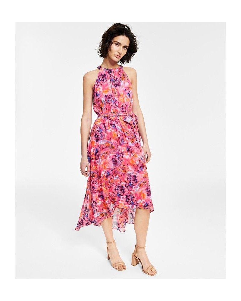 Women's Printed High-Low Midi Dress Tropical Rose Combo $51.23 Dresses