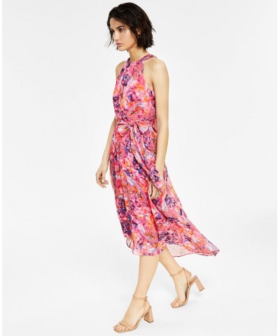 Women's Printed High-Low Midi Dress Tropical Rose Combo $51.23 Dresses