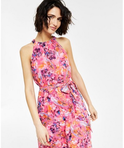 Women's Printed High-Low Midi Dress Tropical Rose Combo $51.23 Dresses