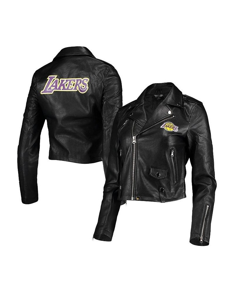 Women's Black Los Angeles Lakers Moto Full-Zip Jacket Black $72.00 Jackets