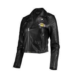 Women's Black Los Angeles Lakers Moto Full-Zip Jacket Black $72.00 Jackets