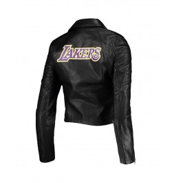 Women's Black Los Angeles Lakers Moto Full-Zip Jacket Black $72.00 Jackets